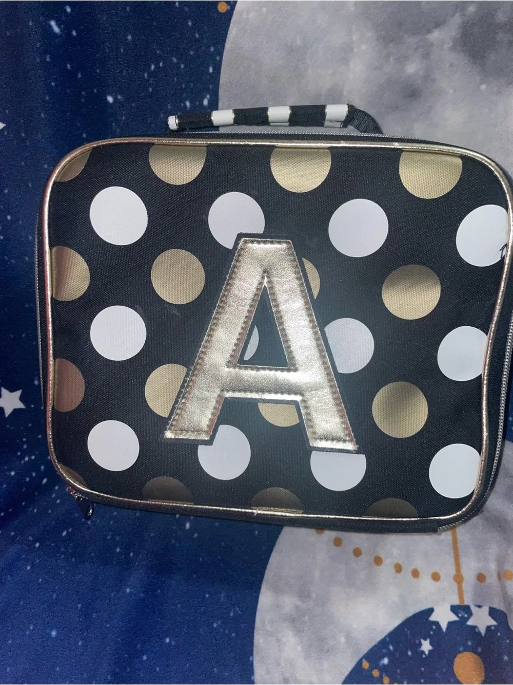 Justice “A” polka dot soft lunchbox